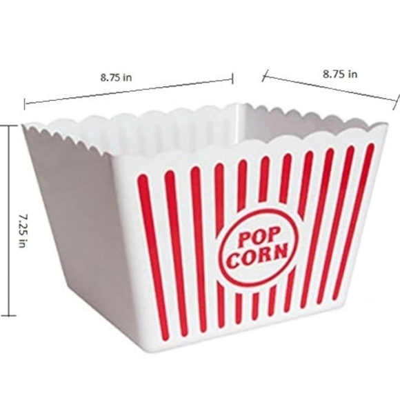 Red & White Striped Reusable Plastic Popcorn Containers-Set of 5 - Picture 8 of 9
